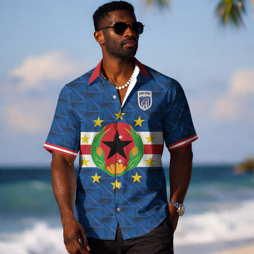 Cabo Verde Tubaroes Azuis Historic Debut 2026 Hawaiian Shirt Cape Verde Past and Present Flag Motif