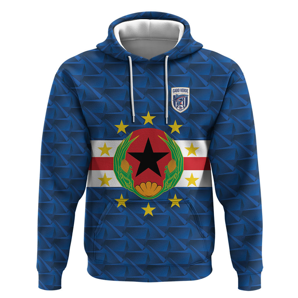 Cabo Verde Tubaroes Azuis Historic Debut 2026 Hoodie Cape Verde Past and Present Flag Motif
