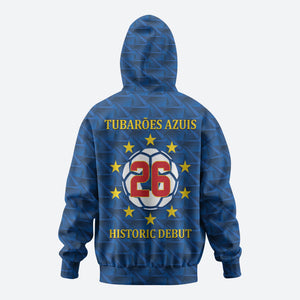 Cabo Verde Tubaroes Azuis Historic Debut 2026 Hoodie Cape Verde Past and Present Flag Motif