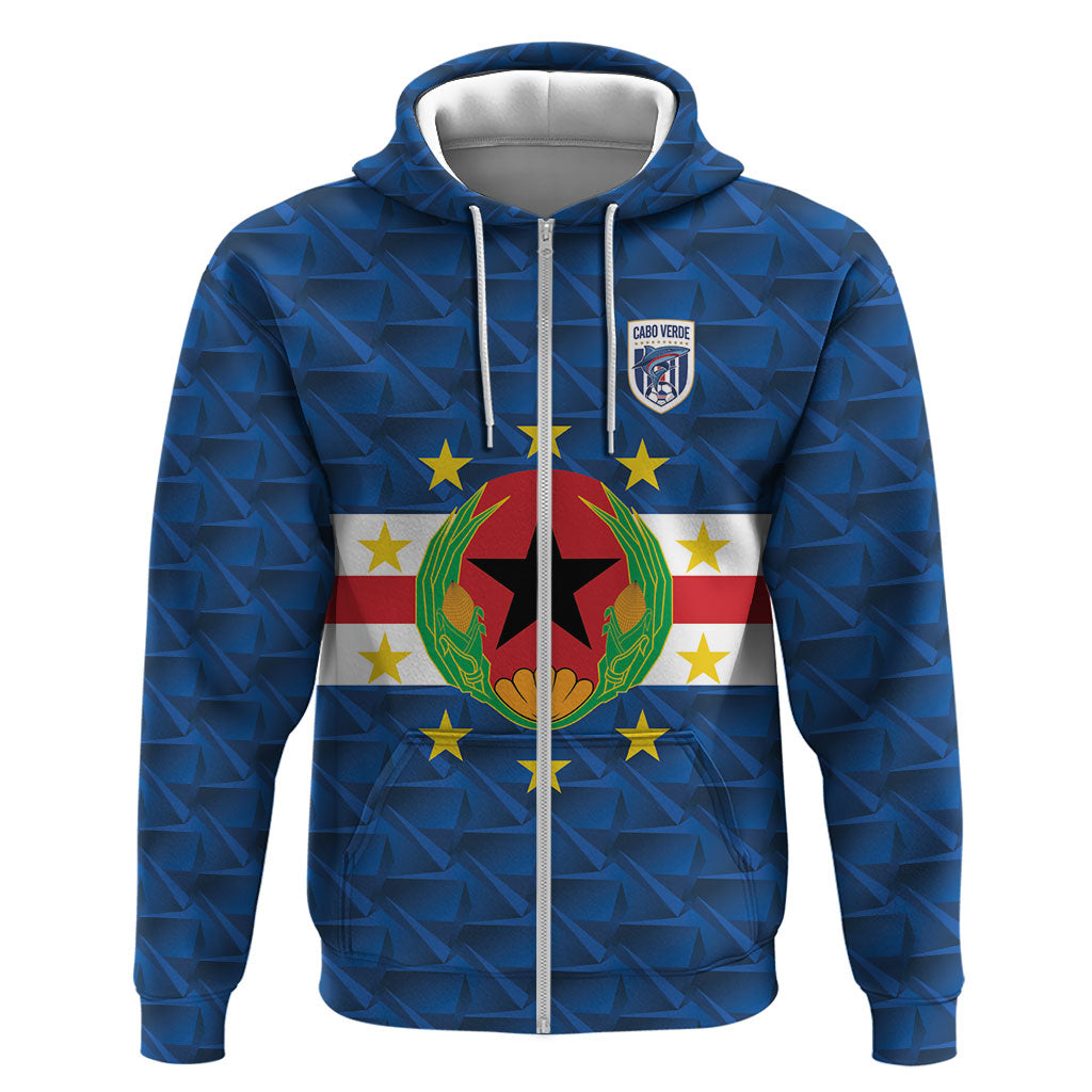 Cabo Verde Tubaroes Azuis Historic Debut 2026 Hoodie Cape Verde Past and Present Flag Motif