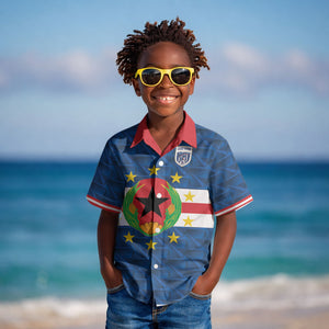 Cabo Verde Tubaroes Azuis Historic Debut 2026 Kid Hawaiian Shirt Cape Verde Past and Present Flag Motif