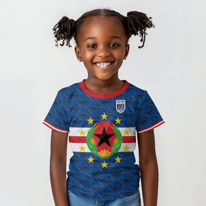 Cabo Verde Tubaroes Azuis Historic Debut 2026 Kid T shirt Cape Verde Past and Present Flag Motif