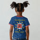 Cabo Verde Tubaroes Azuis Historic Debut 2026 Kid T shirt Cape Verde Past and Present Flag Motif