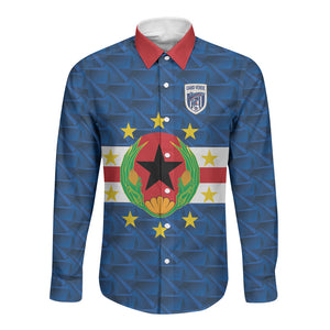 Cabo Verde Tubaroes Azuis Historic Debut 2026 Long Sleeve Button Shirt Cape Verde Past and Present Flag Motif