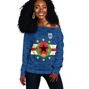 Cabo Verde Tubaroes Azuis Historic Debut 2026 Off Shoulder Sweater Cape Verde Past and Present Flag Motif