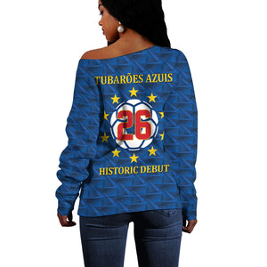 Cabo Verde Tubaroes Azuis Historic Debut 2026 Off Shoulder Sweater Cape Verde Past and Present Flag Motif