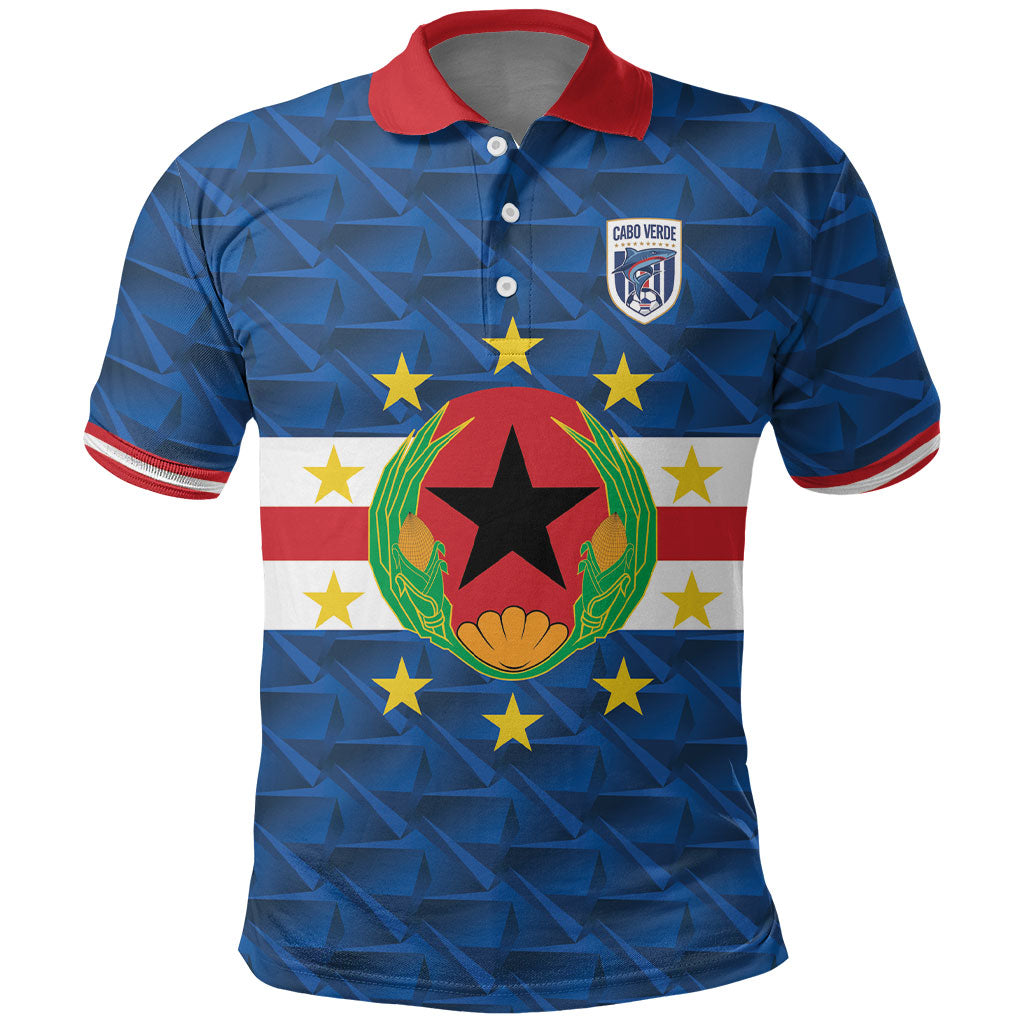 Cabo Verde Tubaroes Azuis Historic Debut 2026 Polo Shirt Cape Verde Past and Present Flag Motif