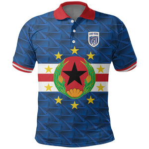 Cabo Verde Tubaroes Azuis Historic Debut 2026 Polo Shirt Cape Verde Past and Present Flag Motif