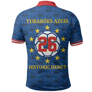 Cabo Verde Tubaroes Azuis Historic Debut 2026 Polo Shirt Cape Verde Past and Present Flag Motif
