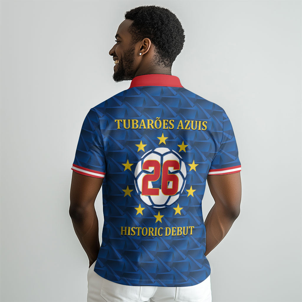 Cabo Verde Tubaroes Azuis Historic Debut 2026 Polo Shirt Cape Verde Past and Present Flag Motif