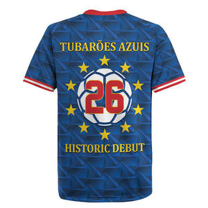 Cabo Verde Tubaroes Azuis Historic Debut 2026 Rugby Jersey Cape Verde Past and Present Flag Motif
