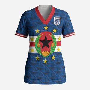 Cabo Verde Tubaroes Azuis Historic Debut 2026 Scrub Top Cape Verde Past and Present Flag Motif