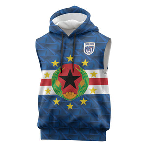 Cabo Verde Tubaroes Azuis Historic Debut 2026 Sleeveless Hoodie Cape Verde Past and Present Flag Motif