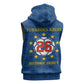 Cabo Verde Tubaroes Azuis Historic Debut 2026 Sleeveless Hoodie Cape Verde Past and Present Flag Motif