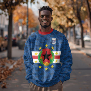 Cabo Verde Tubaroes Azuis Historic Debut 2026 Sweatshirt Cape Verde Past and Present Flag Motif