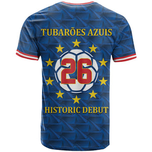 Cabo Verde Tubaroes Azuis Historic Debut 2026 T shirt Cape Verde Past and Present Flag Motif