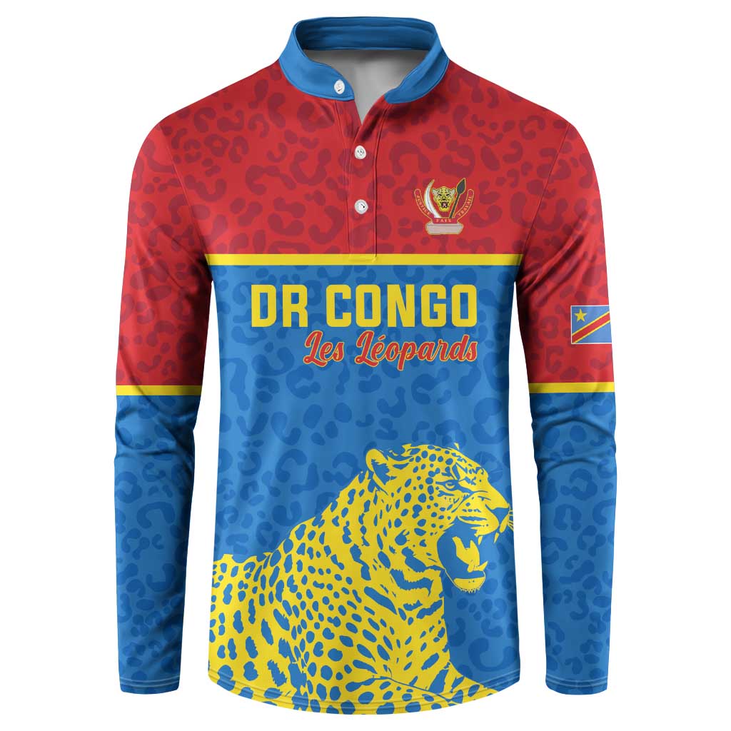 Custom World Football 2026 DR Congo Button Sweatshirt Roar of Les Leopards