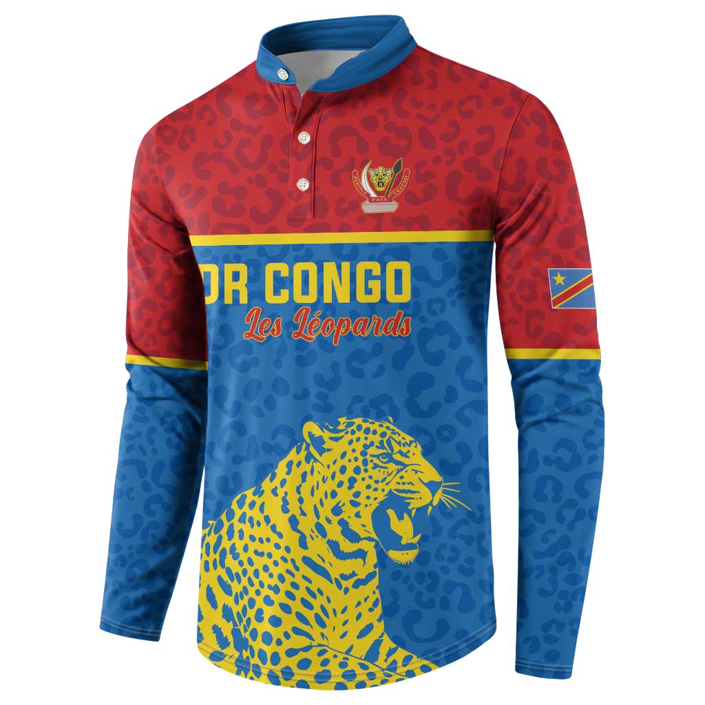 Custom World Football 2026 DR Congo Button Sweatshirt Roar of Les Leopards