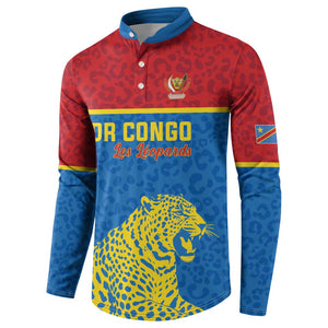 Custom World Football 2026 DR Congo Button Sweatshirt Roar of Les Leopards