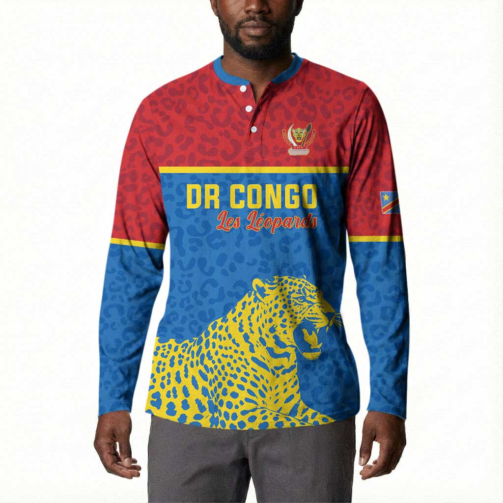 Custom World Football 2026 DR Congo Button Sweatshirt Roar of Les Leopards