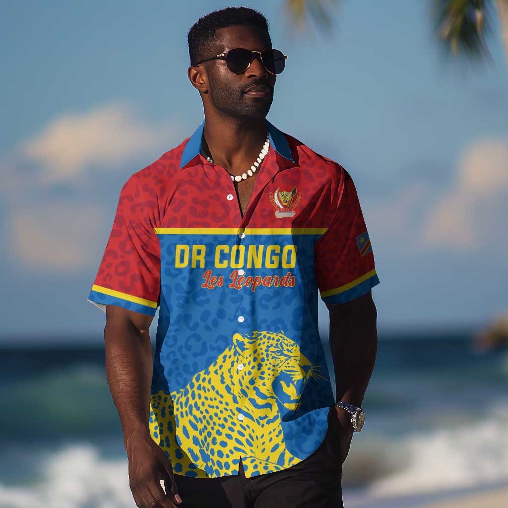Custom World Football 2026 DR Congo Hawaiian Shirt Roar of Les Leopards