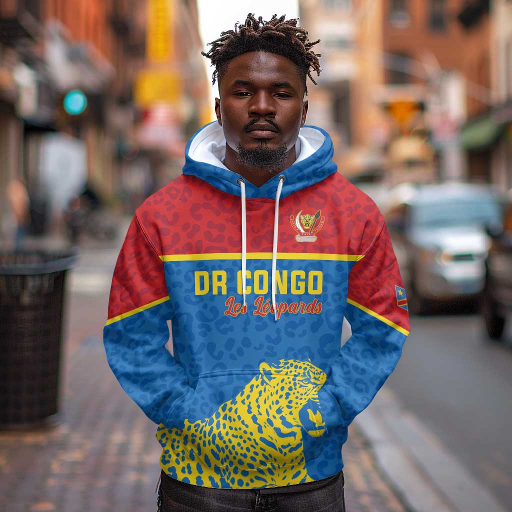 Custom World Football 2026 DR Congo Hoodie Roar of Les Leopards