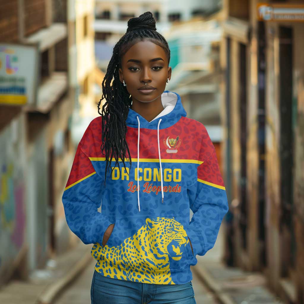 Custom World Football 2026 DR Congo Hoodie Roar of Les Leopards