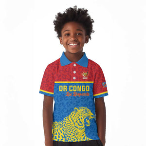 Custom World Football 2026 DR Congo Kid Polo Shirt Roar of Les Leopards