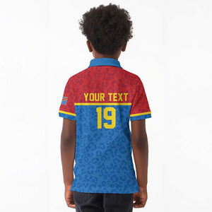 Custom World Football 2026 DR Congo Kid Polo Shirt Roar of Les Leopards