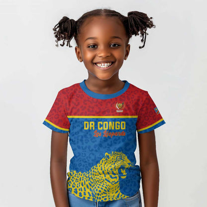 Custom World Football 2026 DR Congo Kid T shirt Roar of Les Leopards