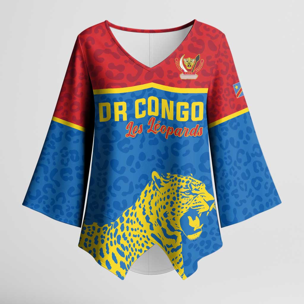 Custom World Football 2026 DR Congo Kimono Sleeve Blouse Roar of Les Leopards