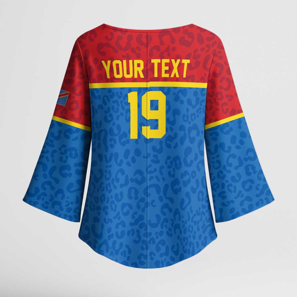 Custom World Football 2026 DR Congo Kimono Sleeve Blouse Roar of Les Leopards