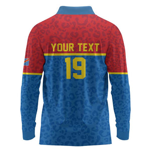 Custom World Football 2026 DR Congo Long Sleeve Polo Shirt Roar of Les Leopards