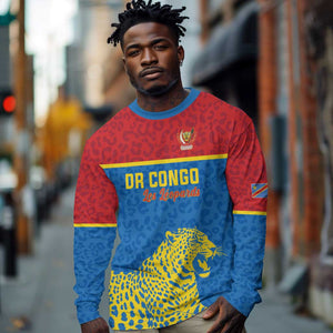 Custom World Football 2026 DR Congo Long Sleeve Shirt Roar of Les Leopards