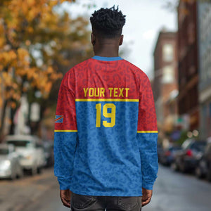 Custom World Football 2026 DR Congo Long Sleeve Shirt Roar of Les Leopards