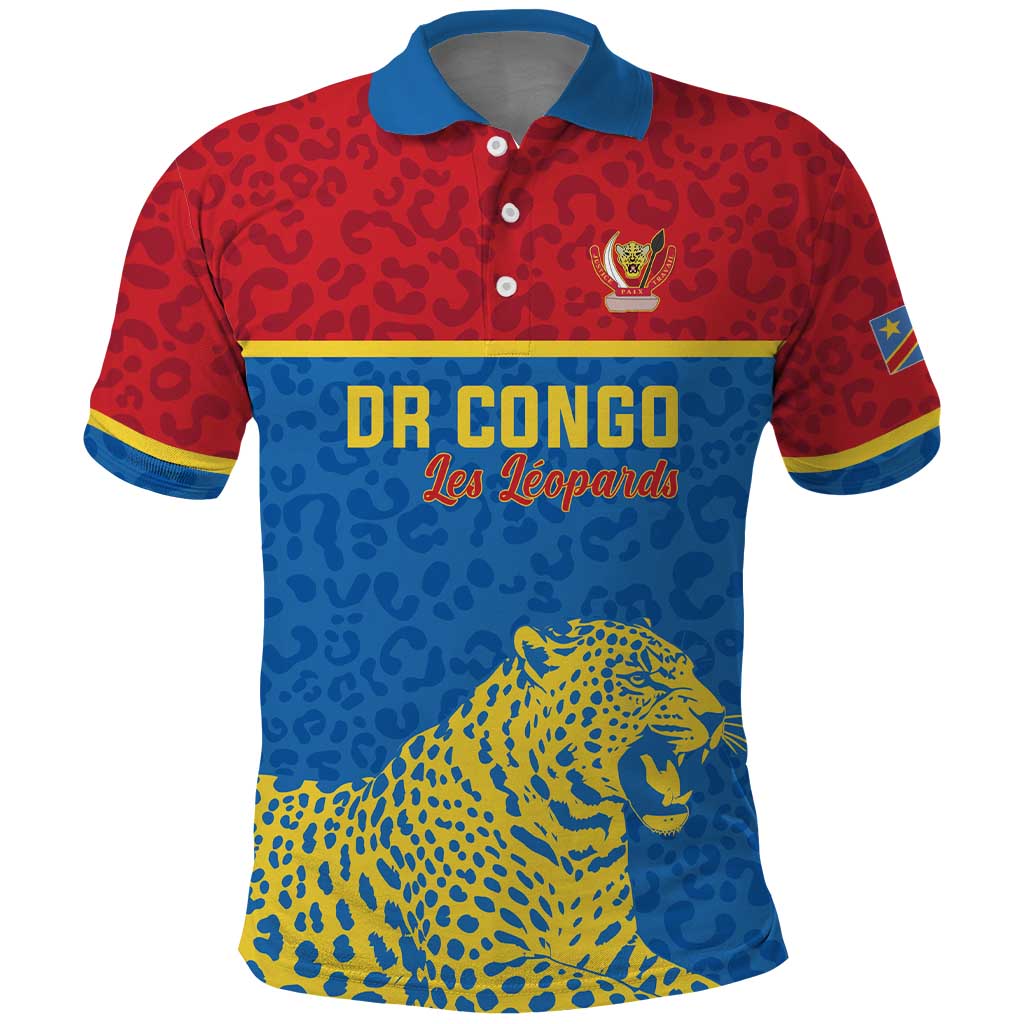 Custom World Football 2026 DR Congo Polo Shirt Roar of Les Leopards