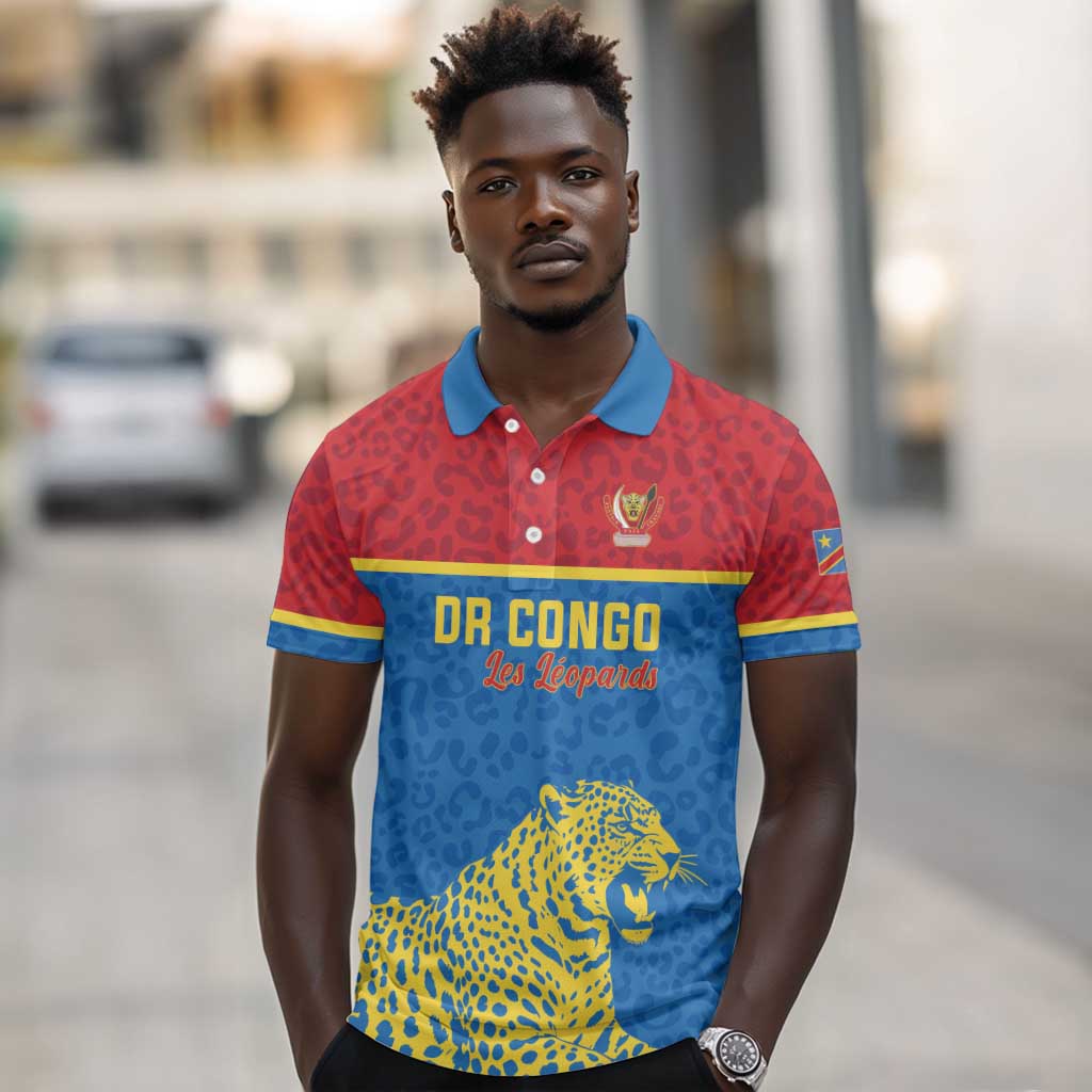 Custom World Football 2026 DR Congo Polo Shirt Roar of Les Leopards