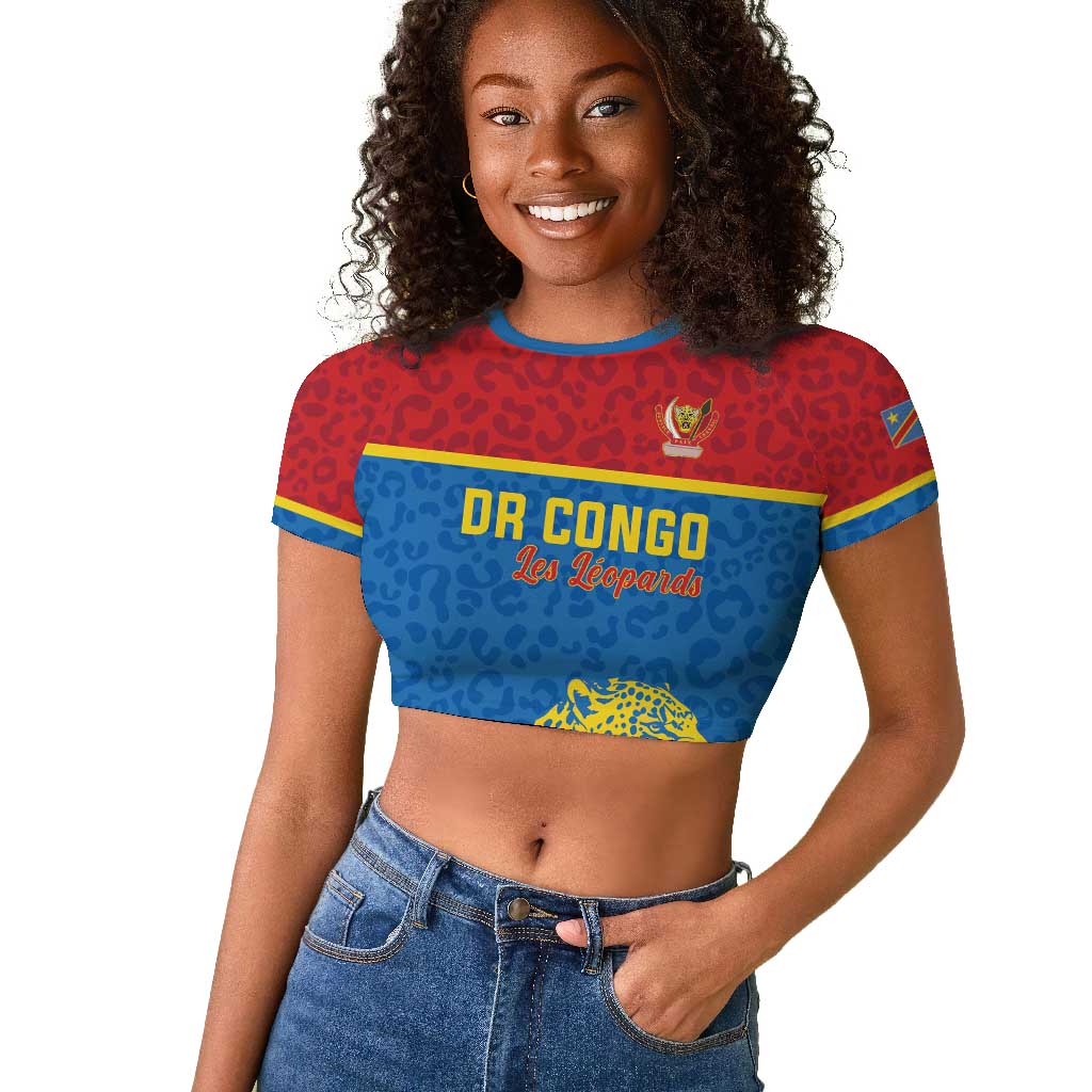 Custom World Football 2026 DR Congo Raglan Cropped T shirt Roar of Les Leopards
