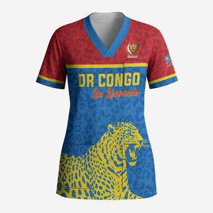 Custom World Football 2026 DR Congo Scrub Top Roar of Les Leopards