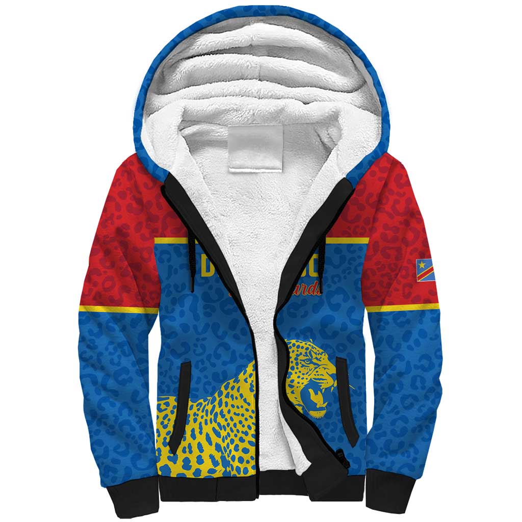 Custom World Football 2026 DR Congo Sherpa Hoodie Roar of Les Leopards