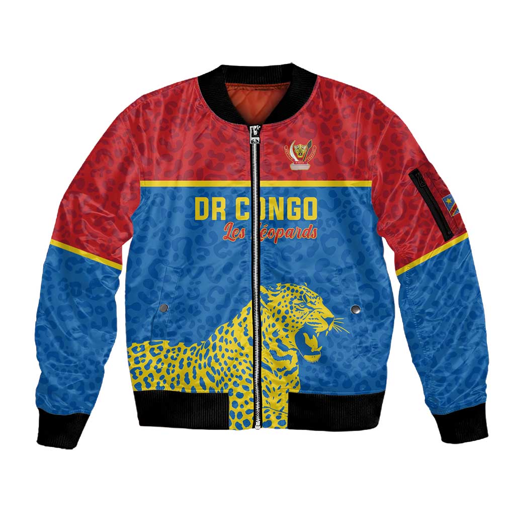 Custom World Football 2026 DR Congo Sleeve Zip Bomber Jacket Roar of Les Leopards