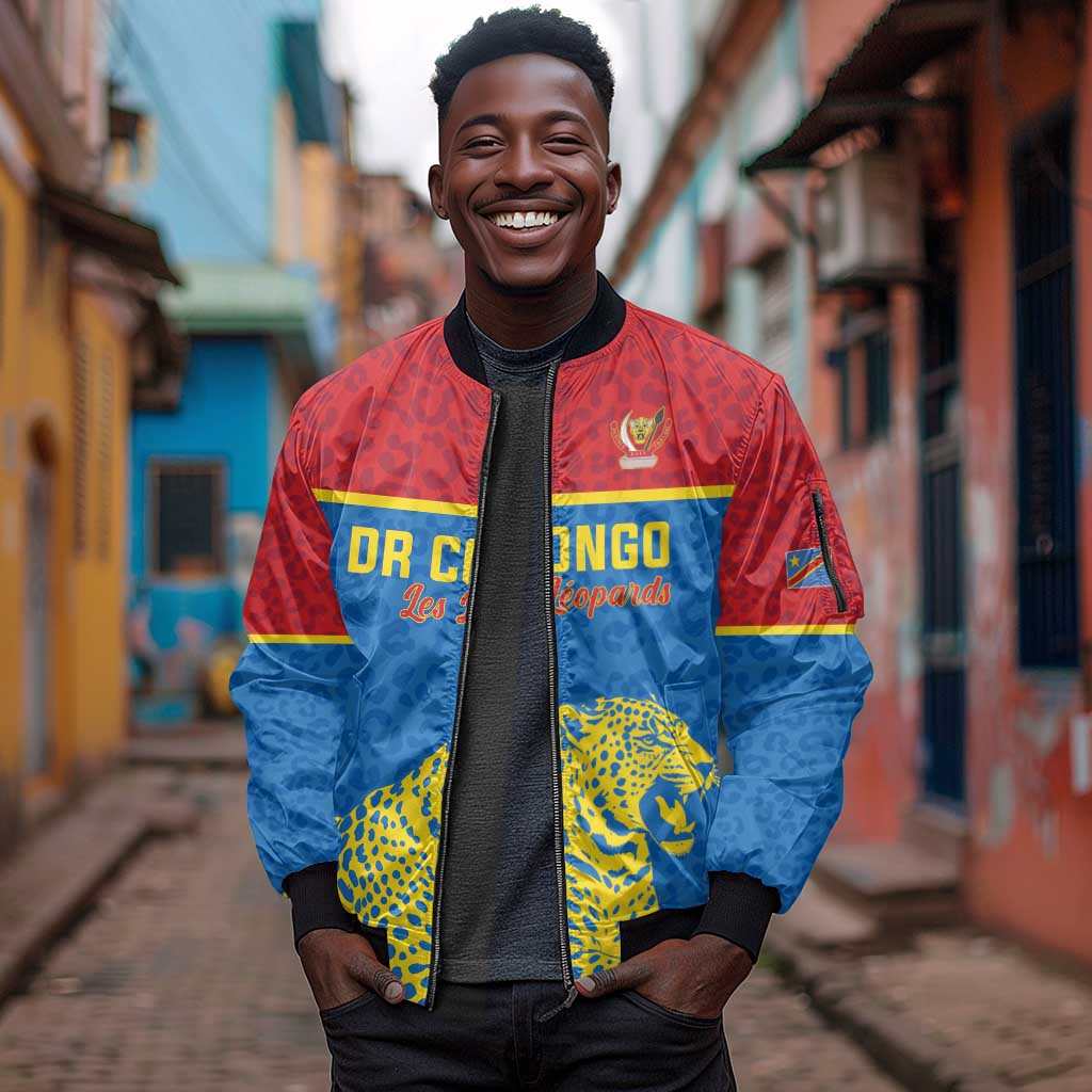 Custom World Football 2026 DR Congo Sleeve Zip Bomber Jacket Roar of Les Leopards