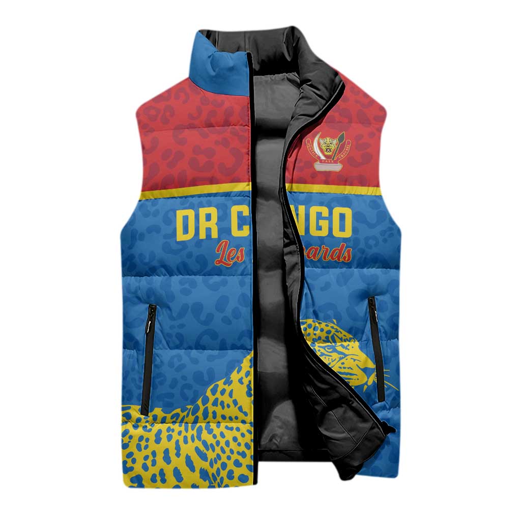 Custom World Football 2026 DR Congo Sleeveless Puffer Jacket Roar of Les Leopards