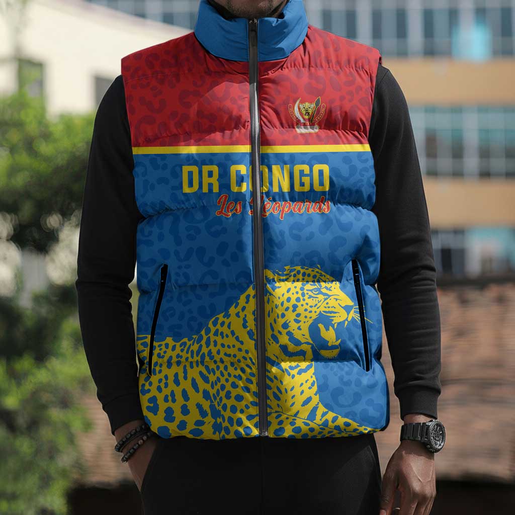 Custom World Football 2026 DR Congo Sleeveless Puffer Jacket Roar of Les Leopards