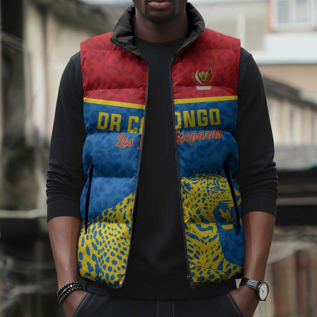 Custom World Football 2026 DR Congo Sleeveless Puffer Jacket Roar of Les Leopards