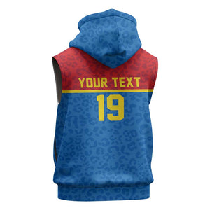 Custom World Football 2026 DR Congo Sleeveless Zip Hoodie Roar of Les Leopards