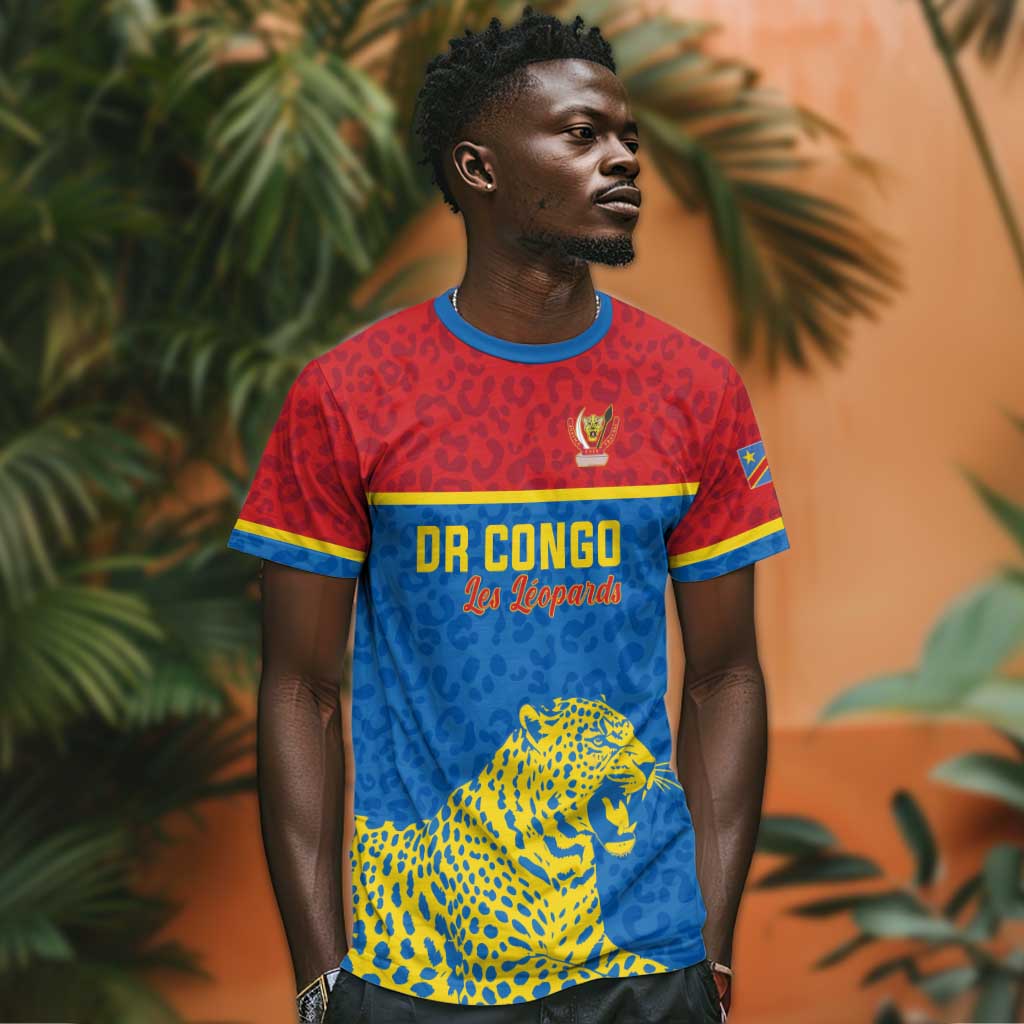 Custom World Football 2026 DR Congo T shirt Roar of Les Leopards