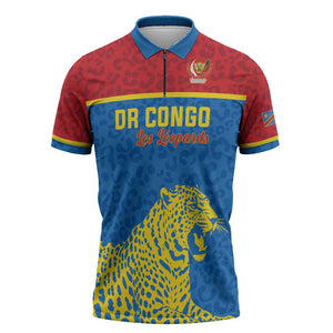 Custom World Football 2026 DR Congo Zipper Polo Shirt Roar of Les Leopards