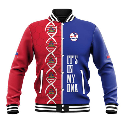 Custom Afro-Haiti Football Baseball Jacket It's In My DNA - African Pride