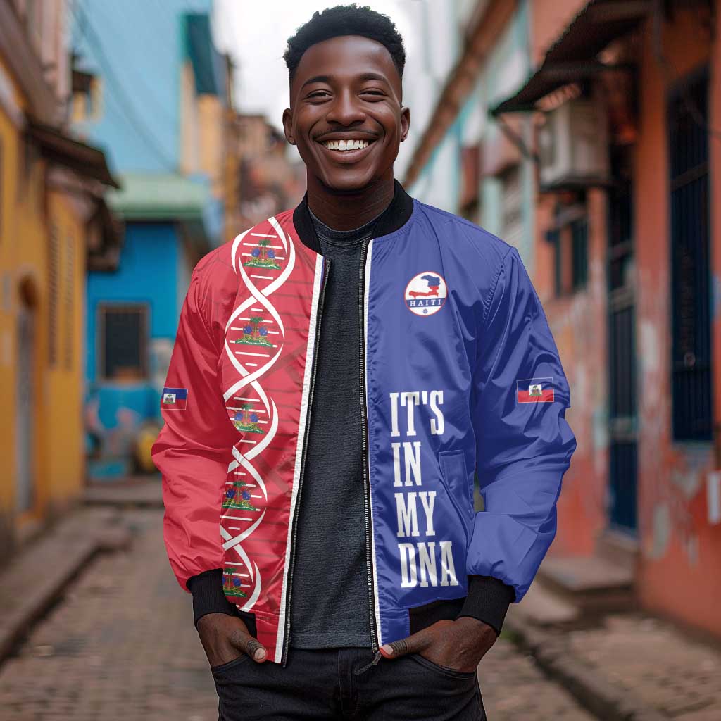 Custom Afro-Haiti Football Bomber Jacket It's In My DNA - African Pride